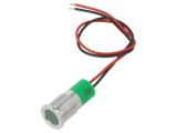 Lampă de control LED verde, plată, &Oslash;14mm, IP67, 12V DC