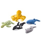 Set de 5 jucarii de plus moale, 13 cm, animale marine