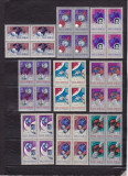 ROMANIA 1967 LP 642 - 10 ANI DE COSMONAUTICA BLOCURI DE 4 TIMBRE MNH