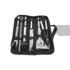 Set ustensile pentru gratar, FOXMAG24, din otel inoxidabil, 9 piese