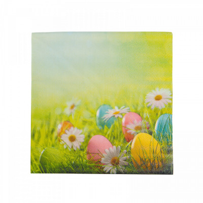 Șervețel de Paște - ou și floare - 33 x 33 cm - 3 straturi - 20 buc/pachet foto