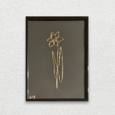 Narcisa, tablou din sarma placata cu aur, 14x19cm