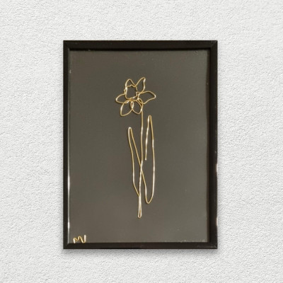 Narcisa, tablou din sarma placata cu aur, 14x19cm foto