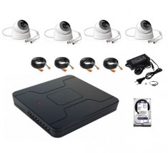 Kit 4 camere supraveghere Full HD, Interior + DVR 4 canale, cu vizionare live telefon mobil + HDD 1TB foto