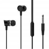 Casti in-ear cu microfon, XO-EP20 86693, conector tip Jack 3.5 mm, control pe fir, lungime cablu 115 cm, negre