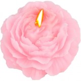 Lumanare parfumata, flippy, model trandafir, ardere 10h, 70 g, 7.5 x 3.5 cm, parfum de piersica, roz pal