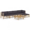 VidaXL Set mobilier de grădină cu perne gri &icirc;nchis, 6 piese, bambus 3058198