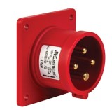 Fisa stecher incastrabil 4 poli 16A 3P+PE drept 380V culoare rosie IP44 6h CEE 70x70mm, METE