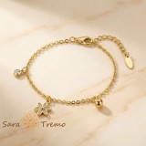 Bratara Floarea Luminii , Bratara dama reglabila placata cu aur 14K cu pandantiv floral