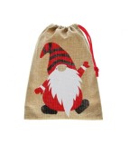 Sac pentru cadouri din iuta, model Gnom, 24 x 18 cm