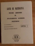 Lectii de matematica pentru admitere in invatamintul superior politehnic Lectia 1