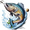 Sticker decorativ, Peste, Albastru, 60 cm, 1273STK-2