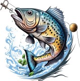 Sticker decorativ, Peste, Albastru, 60 cm, 1273STK-2