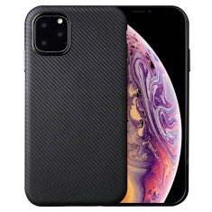 Husa pentru Apple iPhone 11, Perfect Fit cu insertii de carbon negru