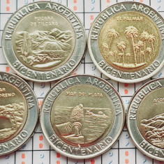 set 5 monede Argentina 1 Peso 2010 km 156-160 UNC May Revolution - A035