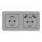 Priza Dubla De Perete cu 2 Porturi USB Techstar&reg; TS-PC, 110-250V, 16A, Ignifuga, 80x151mm, Gri