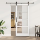 Set Ușă Glisantă vidaXL cu Hardware Alb 86x211 cm Lemn Solid de Pin, Ușă Interioară vidaXL cu Sticlă &#039;ORKDAL&#039;Alb 86x211x4 cm