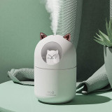 Umidificator cu abur pentru casă, lumină de noapte drăguță model pisici, aer pur esențial pentru camera bebelușului oprire automată 300 ml