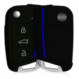 Husa Cheie Auto pentru VW - 3 Butoane, Silicon, Negru, 46967.04, Kwmobile