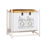 Raft pentru baie cu cos de rufe, un strat, cadru de otel inoxidabil, 57x28x57 cm, alb, Oem
