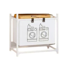 Raft pentru baie cu cos de rufe, un strat, cadru de otel inoxidabil, 57x28x57 cm, alb