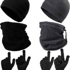 2 seturi 6 bucăți de iarnă fleece ceas șapcă beanie pălărie gheață gât ecran tactil tricot mănuși set craniu șapcă mănuși gât încălzit