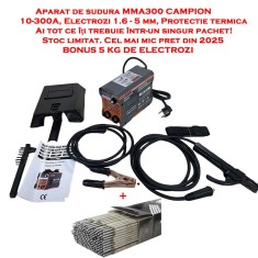 Aparat de sudura MMA300 CAMPION , 10-300A, Electrozi 1.6 - 5 mm + 5 KG Electrozi sudura, 2.5 x 350 mm