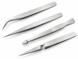 Cumpara ieftin Set pensete argintii 105-120 mm, 4 piese din otel inoxidabil, varf drept, curbat si plat,