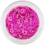 Decoraţiune pentru unghii - paiete rotunde &icirc;n formă de disc, roz cu dungi roz &icirc;nchis, INGINAILS