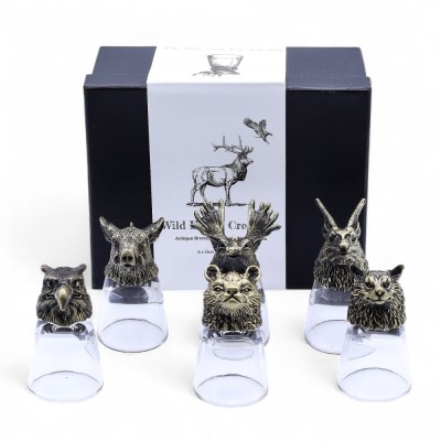 Set 6 pahare medii creaturi mistice bronz antichizat - Padure foto
