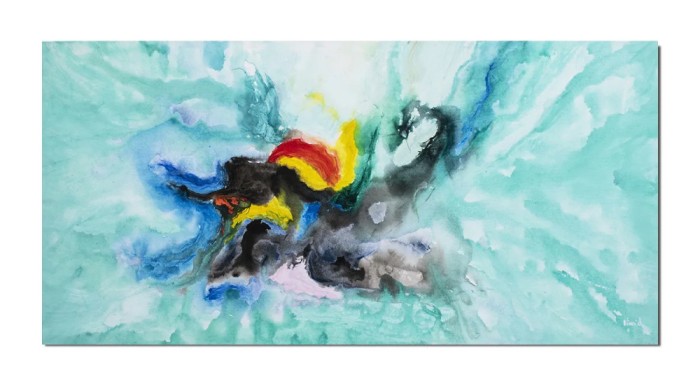 Tablouri abstracte gigant pictate manual, Vortex, 140x70cm ulei pe panza, gata de agatat pe perete