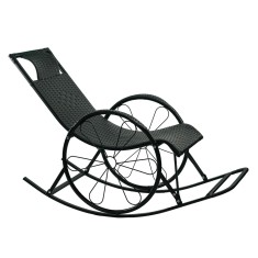 Fotoliu balansoar ratan metal negru Rokin 61x149x90 cm