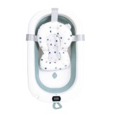 Cadita pliabila pentru bebelusi cu termostat si pernuta, verde, dimensiuni 75x45x20 cm