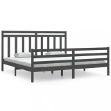 Cumpara ieftin Cadru de pat, gri , 200x200 cm, lemn masiv