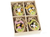 Set 48 oua decorative Paste lemn multicolor 5.5x8 cm