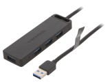 Hub USB 3.0 PnP Negru cu 4 Porturi 5Gbps