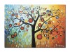 Tablou pictat manual living, dormitor, Copacul vietii, bucurie, 70x50cm ulei pe panza in relief cu efect 3D