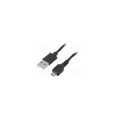 Cablu USB A mufa, USB B micro mufa, USB 2.0, lungime 0.6m, negru, AKYGA - AK-USB-05