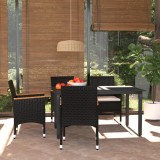 VidaXL Set mobilier de grădină cu perne, 5 piese, negru, poliratan