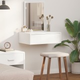Masa toaleta suspendata vidaXL, alb, 60x40x70 cm, MDF, cu sertare, design modern, dormitor