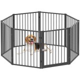 PawHut Parc pentru c&acirc;ini, parc pentru animale, 8 panouri, gard portabil pliabil, sigur, negru | Aosom Romania