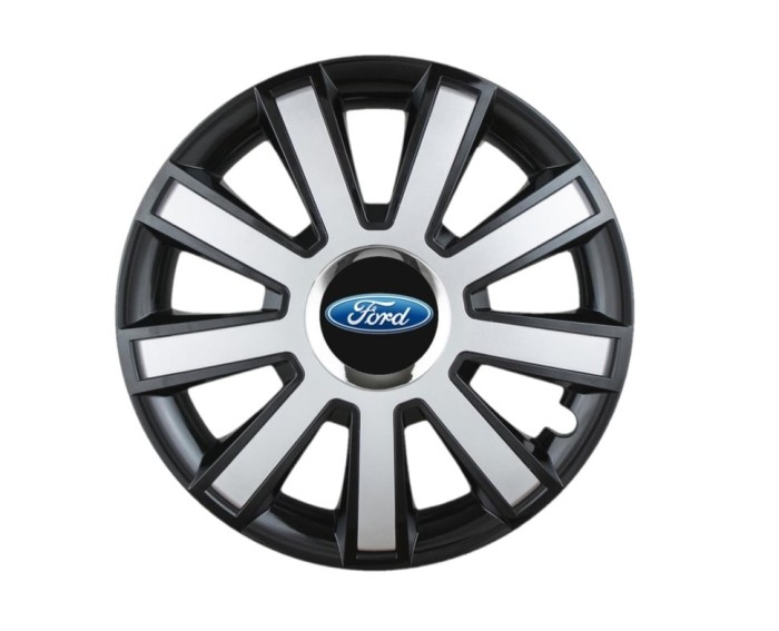 Set 4 capace roti Flash Gri-Negru R14 pentru gama auto Ford