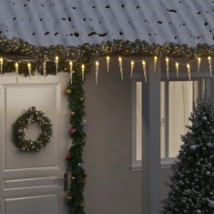 vidaXL Lumină de Crăciun tip țurțurț, 100 LED-uri, alb cald, 10 m, acrilică, PVC 356227