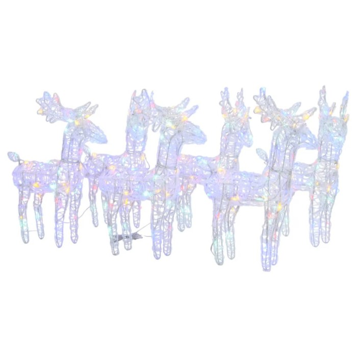 Reni de Craciun, 6 buc., multicolor, 240 LED-uri, acril