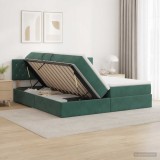 Cumpara ieftin Pat cu LED si saltea Verde inchis 200 x 200 cm Catifea