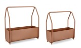 Cumpara ieftin Set 2 jardiniere flori metal maro Keyra 41x21x47 cm, 52x22.5x52 cm