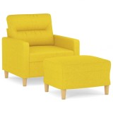 Cumpara ieftin Fotoliu canapea cu taburet, galben deschis, 60 cm, textil
