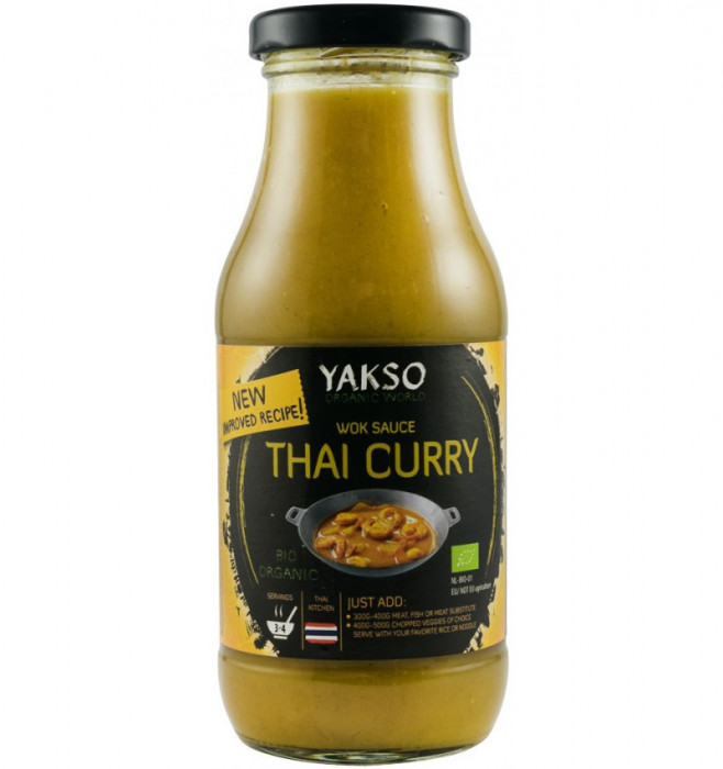 Sos bio pentru wok Thai Curry, 240ml Yakso