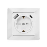 PRIZA LOGILINK, pentru perete, Schuko x 1, USB x1 5 V/2.1 A (10.5 W) / USB-C x 1 fast charge 5 V/3 A (15 W), 9 V/2 A (18 W), 12 V/1.5 A (18 W), 230 V