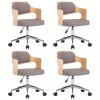 Scaune pivotante masa, 4 buc., gri taupe, lemn curbat &amp; textil